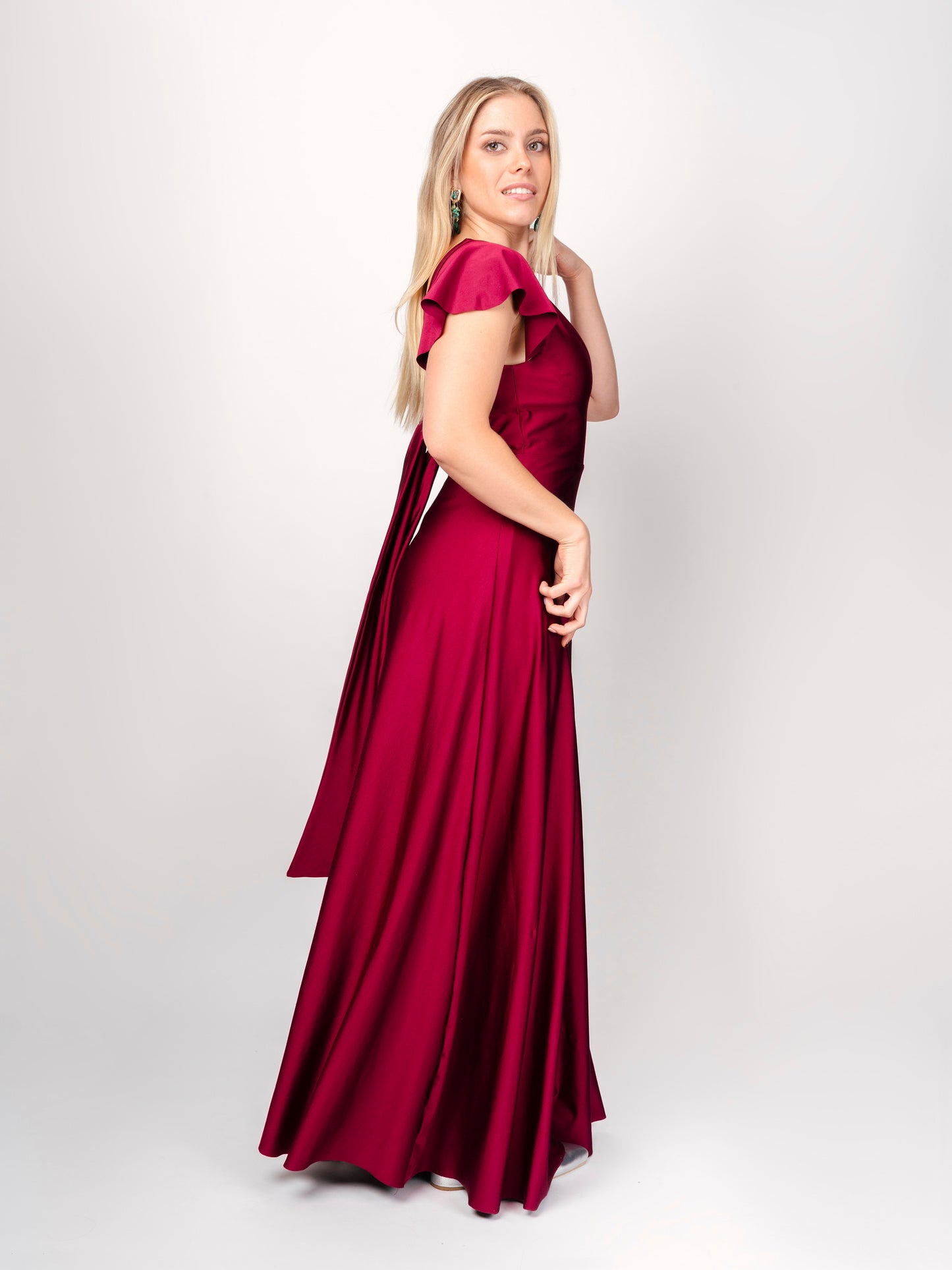 Vestido Largo burdeo - Maria Paskaró