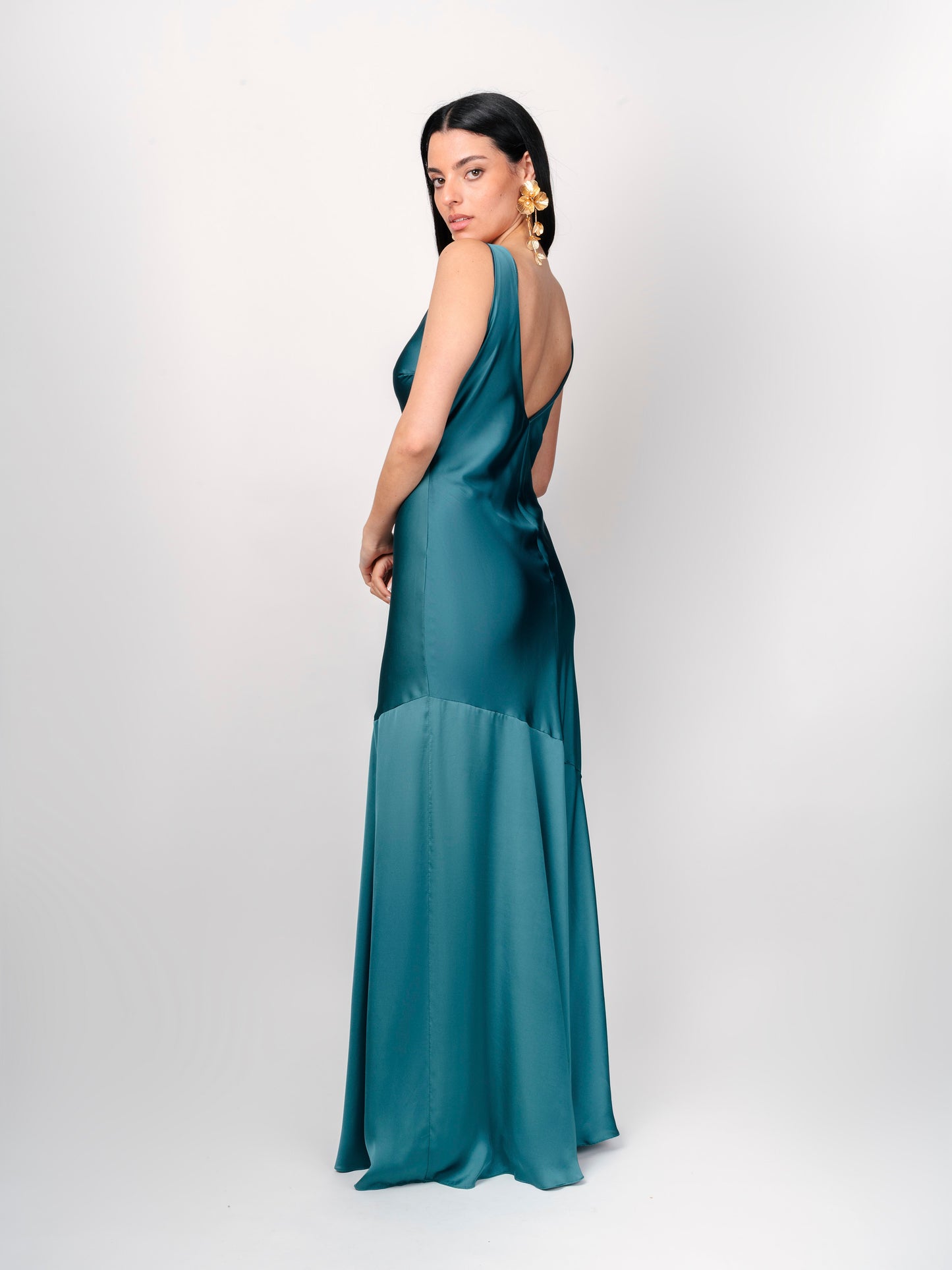 Vestido Largo Verde Petróleo – VC Vestidos