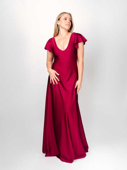 Vestido Largo burdeo - Maria Paskaró