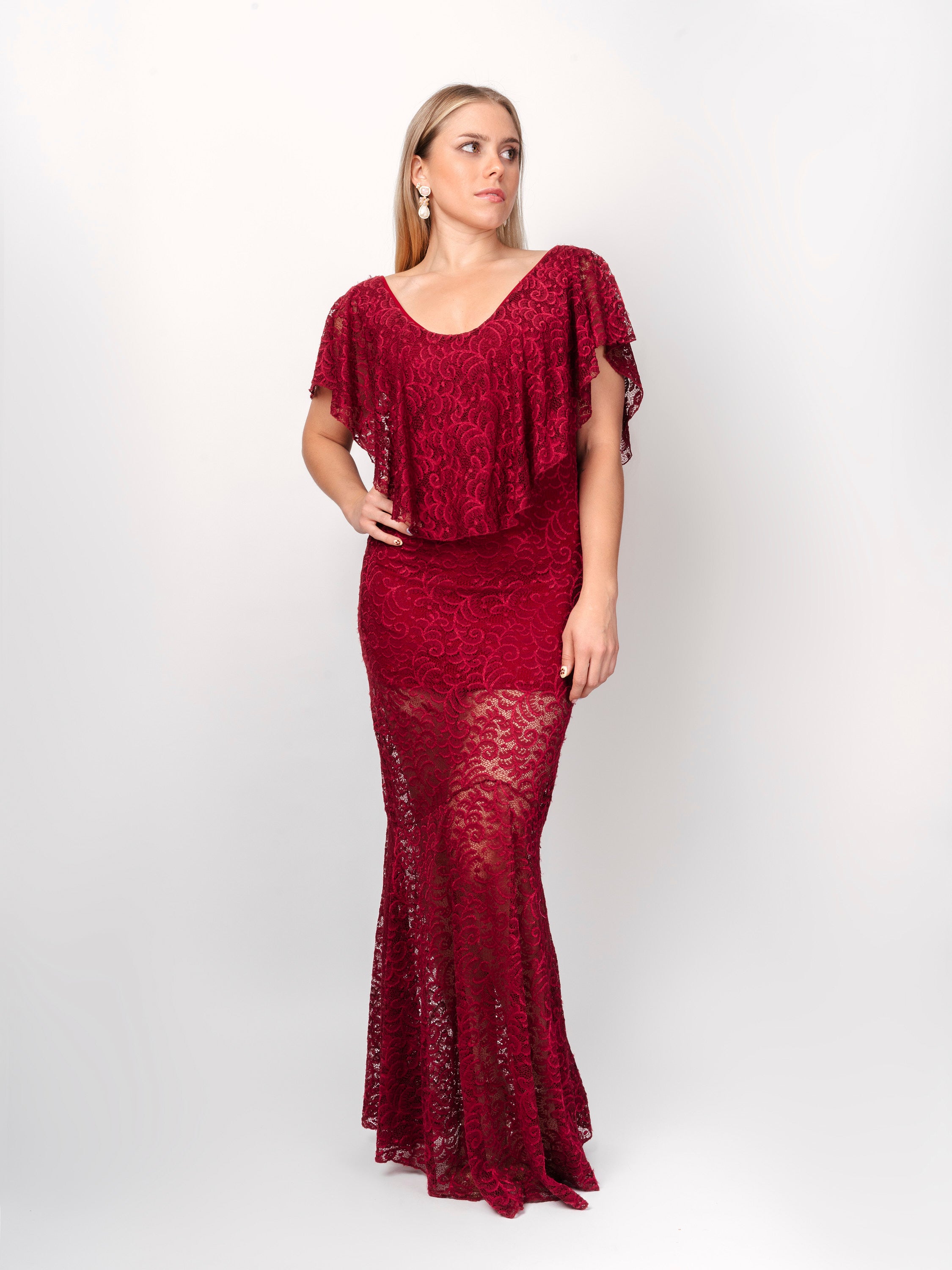 Vestido Largo Burdeo