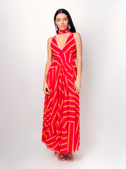 Vestido Largo Rayas Bicolor