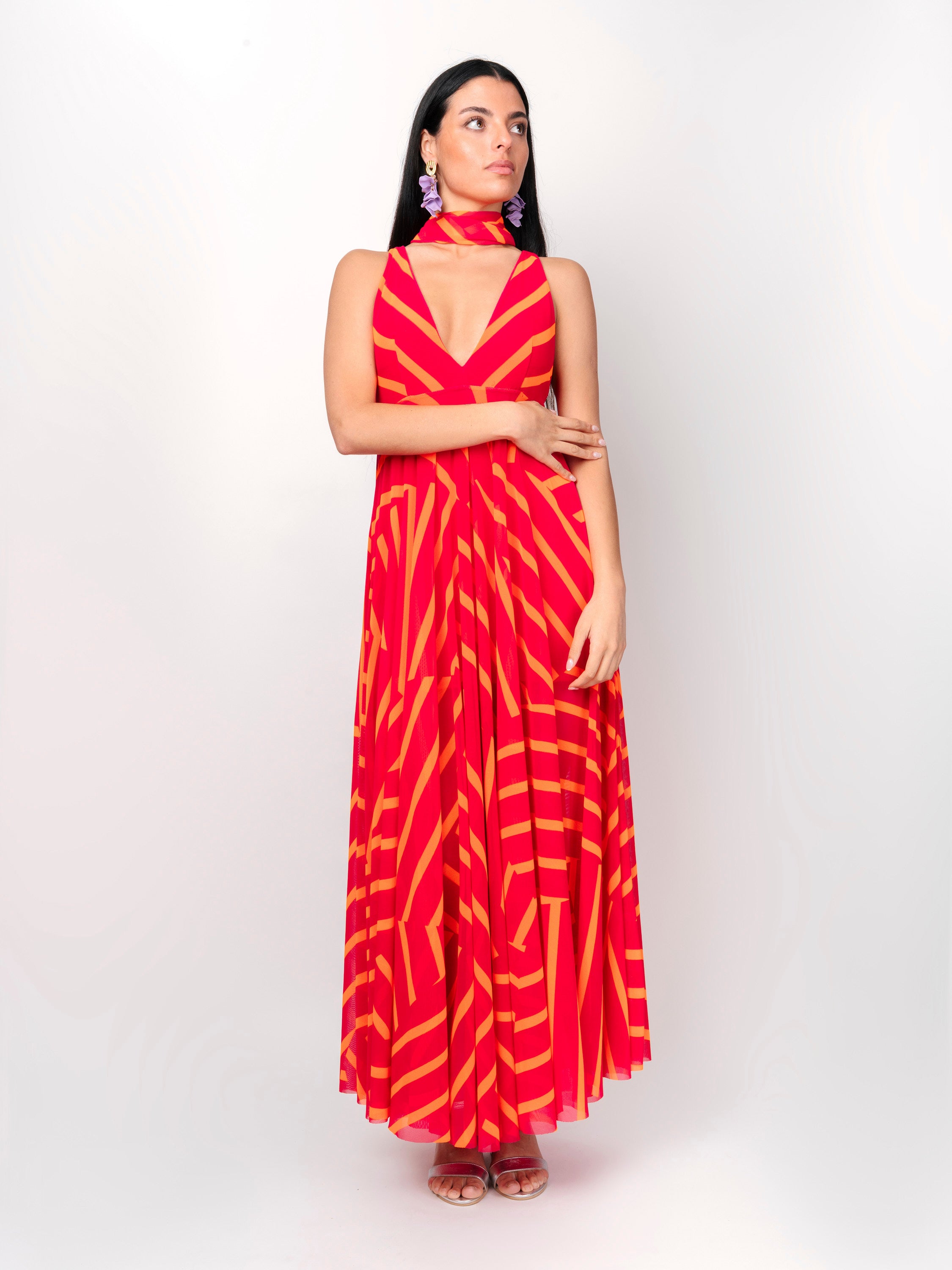 Vestido Largo Rayas Bicolor