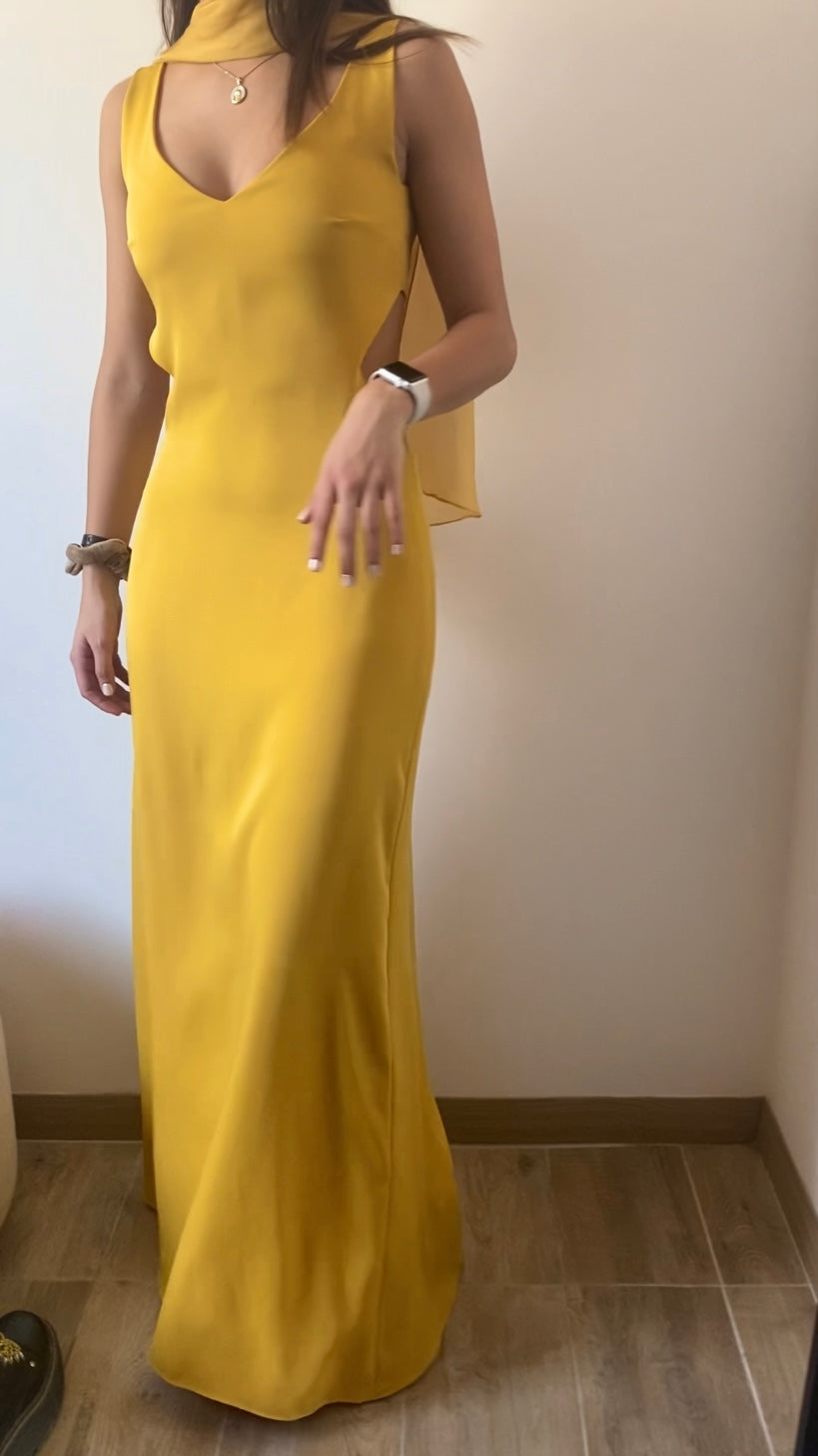 Vestido Largo mostaza