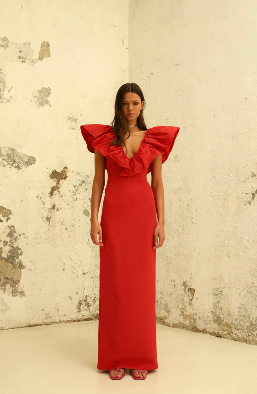 Vestido Largo Rojo - Dew & Corch