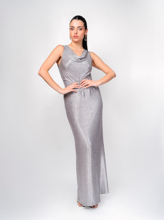 Vestido Largo Plateado - Ralph Lauren