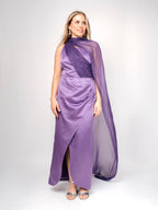Vestido Midi Asimétrico con Capa