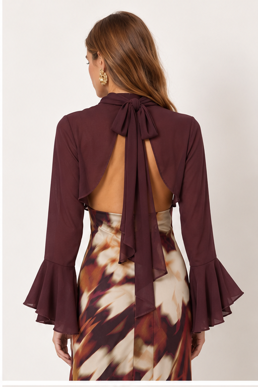 Chaqueta Mangas Gasa Ciruela