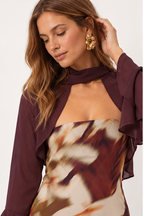 Chaqueta Mangas Gasa Ciruela