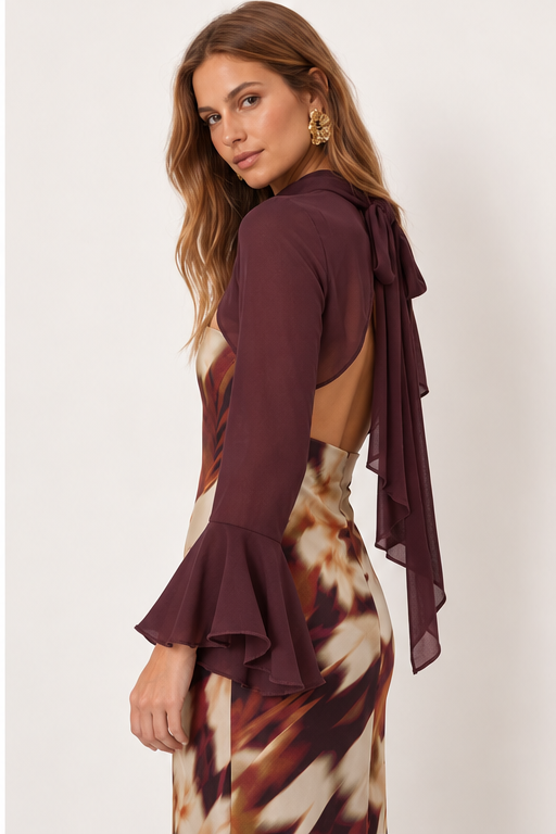 Chaqueta Mangas Gasa Ciruela