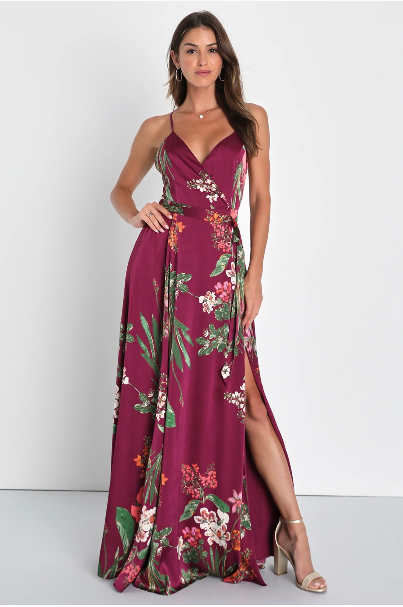 Vestido Largo Burdeo - Lulus